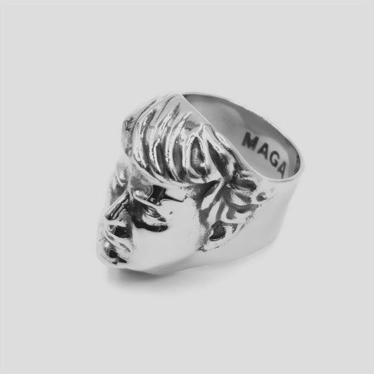 Stainless Steel Donald Trump Ring with MAGA Engraving